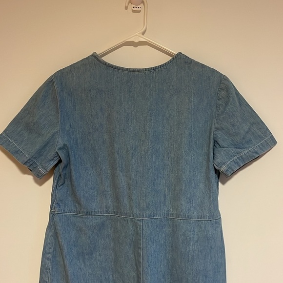 VTG Cottagecore Dress Denim Maxi 14 Blue Sleeve Jean 90s Granny Hippie Feminine - Picture 8 of 16